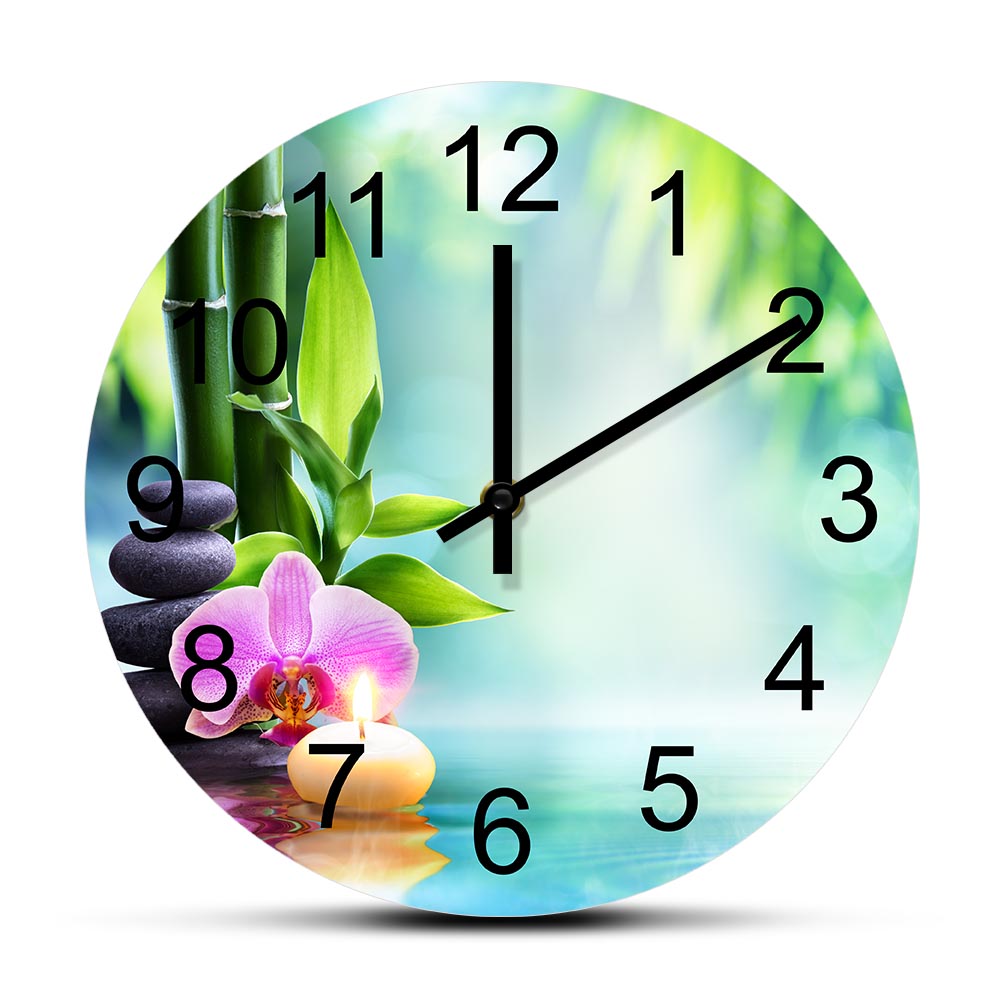Wellness Spa And Salon - ساعة حائط صامتة من أحجار زن