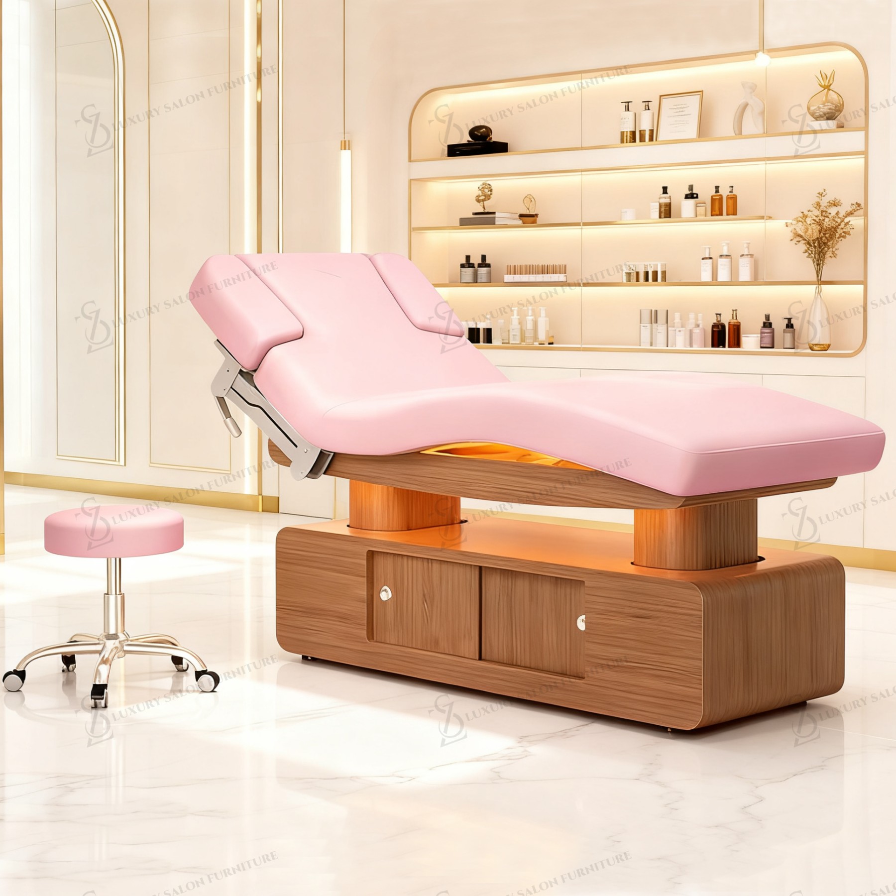 Spa Wellness Luxury - الفاخرة 3/4 محركات الوردي سرير التجميل